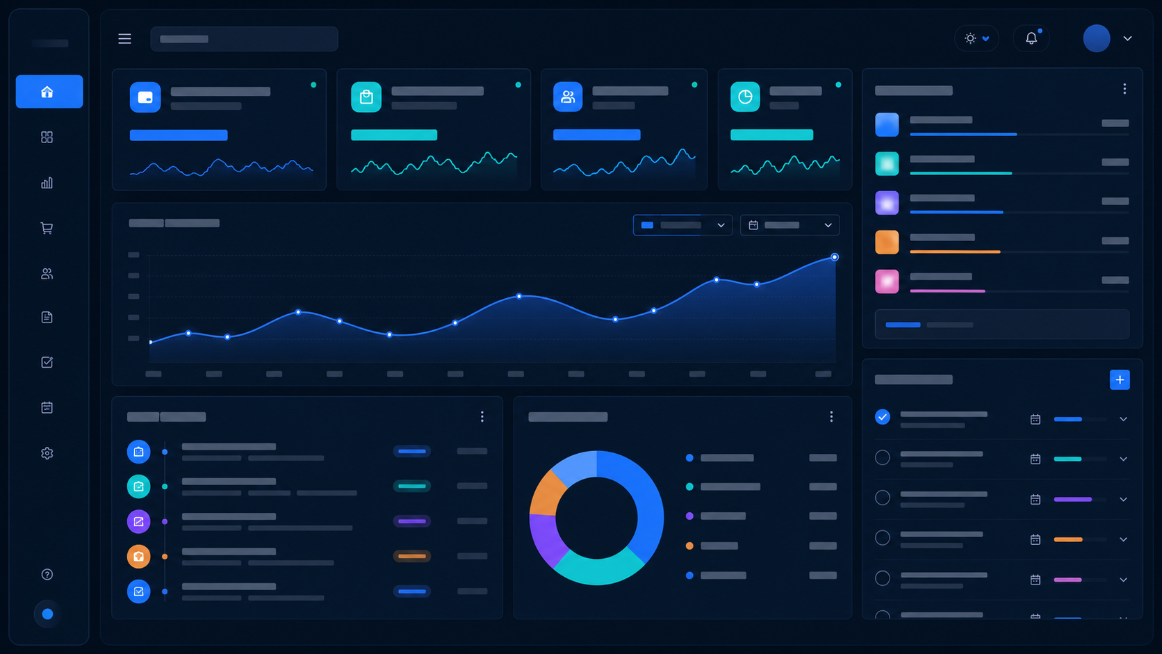ZMS dashboard with company performance, charts, activity, and tasks